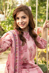3-PC Unsititched Embroidered Lawn By Mbasics | MB-CUS25-908A